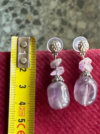 Pendientes de Amatista Natural y Plata Tibetana