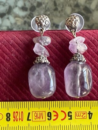 Pendientes de Amatista Natural y Plata Tibetana