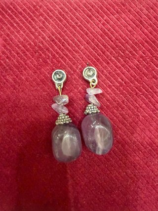 Pendientes de Amatista Natural y Plata Tibetana