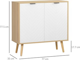 Mueble Multiuso Moderno en Aglomerado y Madera de Pino con Estante Interno Regulable en 3 Niveles, Mueble para Entrada, Sala de Estar, Cocina y Baño, 77X35X77.5 Cm