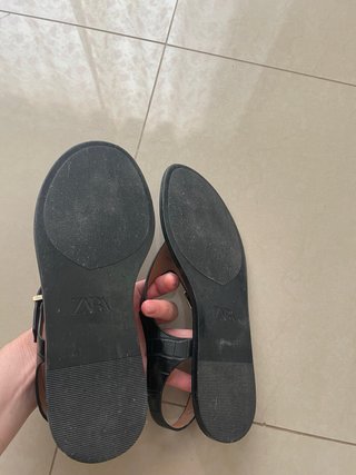 Sandalias Zara T39 Negro Piel Cocodrilo