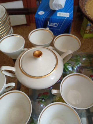 Servizio Caffè Vintage Porcellana Oro Bianco