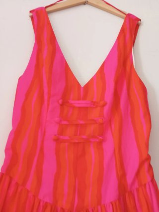 Vestido Zara Rayas Rosas y Rojas Talla XS