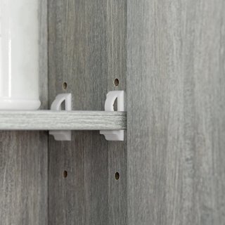 Armario Con Espejo de 4 Secciones Con Estantes Regulables, Espejo de Baño en Madera y Vidrio, 90X15X75 Cm, Gris