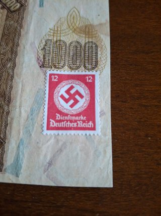Billete Antiguo 1000 Kuna Croacia 1941  sello nazi