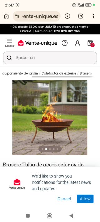 Brasero exterior metálico