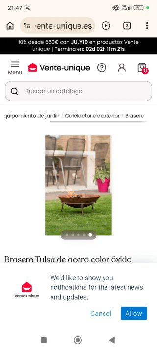 Brasero exterior metálico
