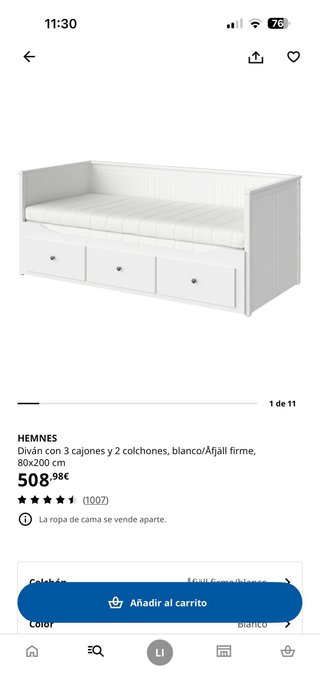 Cama Diván Ikea Hemnes Blanca