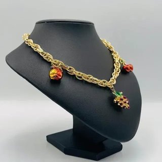 GARGANTILLA ABALORIOS PERA UVAS Y CEREZAS 18K
