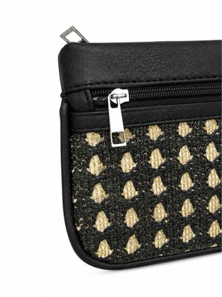 Bolso de mano Herbosa negro y beige trenzado
