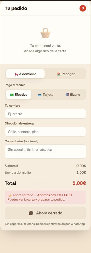 Web de pedidos para tu restaurante · Sin comisione