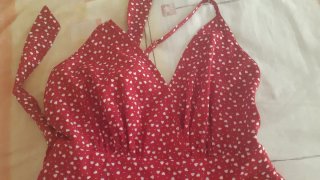 Mono corto estampado rojo y blanco