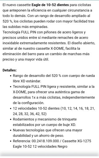 Cassette SRAM Eagle Technology.