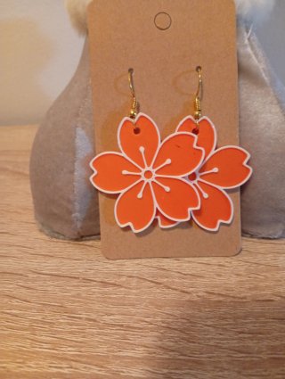Pendientes Flor de Cerezo Naranjo echos a mano