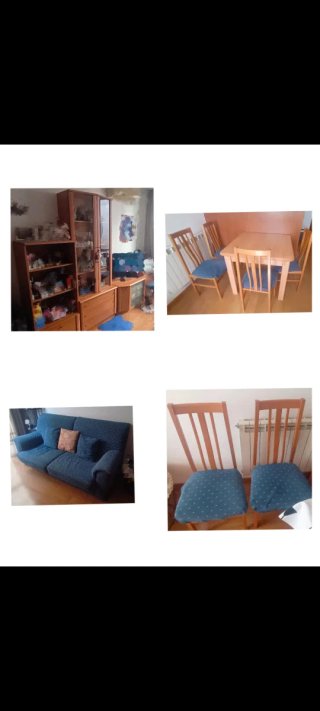 340€- Mueble, Mesa Plegable, 6 Sillas y Sofá Cama