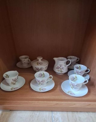 Juego de café porcelana floral