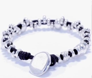 Bracciale in pelle e argento con charm