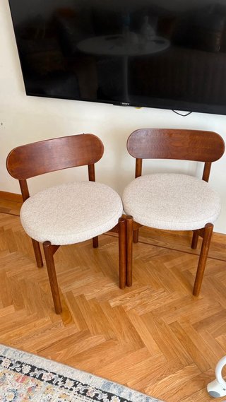 4 Sillas de Madera Beige y Marrón