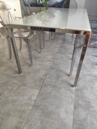 Mesa Comedor Cristal y Metal 180cmx85cmx74cm