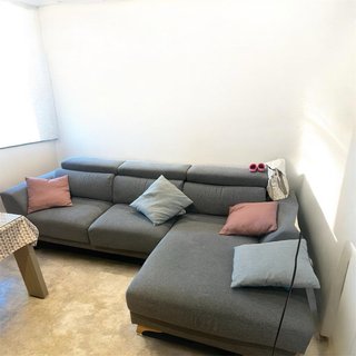 Sofá chaise longue azul de 3 metros