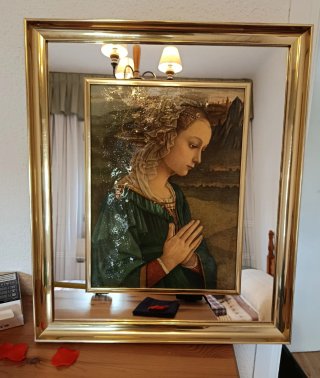 Cuadro Renacentista Mujer Orando Dorado