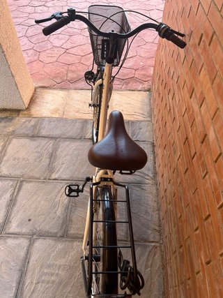 Bicicleta urbana blanca con cesta