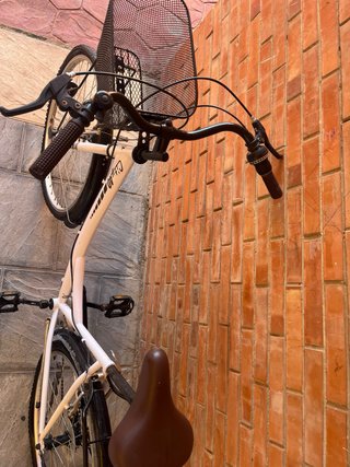 Bicicleta urbana blanca con cesta