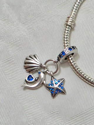 Charm in argento S925 Mare Stella Delfino Conchigl