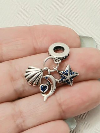 Charm in argento S925 Mare Stella Delfino Conchigl