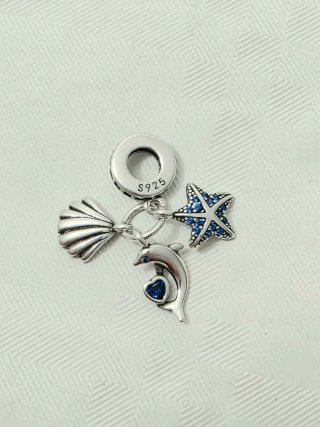 Charm in argento S925 Mare Stella Delfino Conchigl