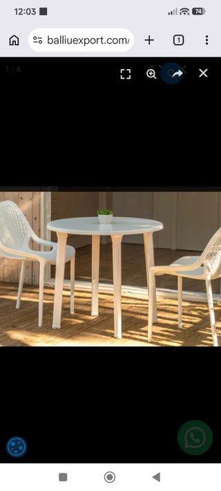 Mesa y 4 Sillas Exterior Plástico Blanco