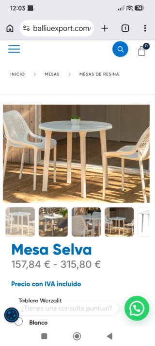 Mesa y 4 Sillas Exterior Plástico Blanco