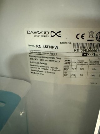 Frigorífico Daewoo RN-45FNPW Blanco