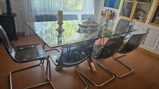 Mesa Comedor Cristal y 8 Sillas Diseño