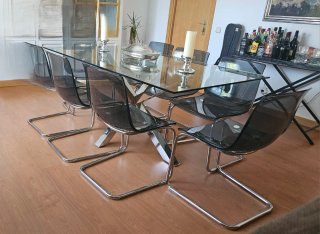 Mesa Comedor Cristal y 8 Sillas Diseño