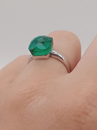 Anello Solitario argento 925 smeraldo colombiano