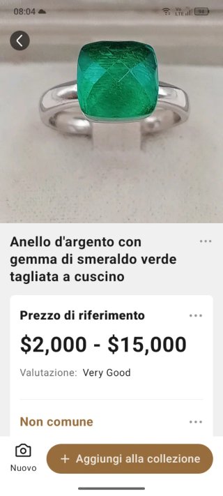 Anello Solitario argento 925 smeraldo colombiano