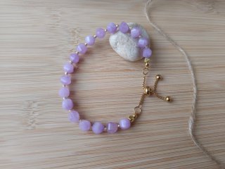 Pulsera Amatista Natural y Oro Ajustable