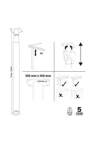 Pata extensible mesa metal