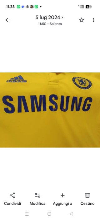 Maglia Chelsea Away 2014/15 Adidas Samsung Gialla