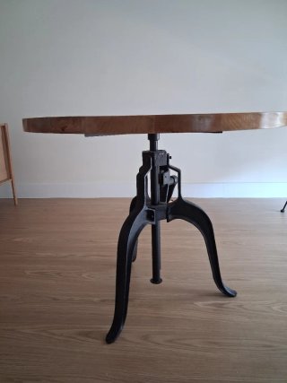 Mesa redonda madera y metal 90cm