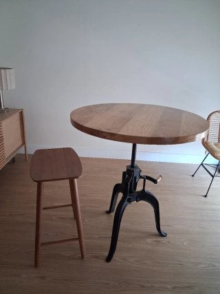 Mesa redonda madera y metal 90cm