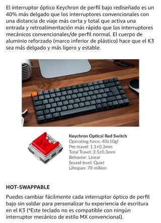 Teclado Keychron K3 V2 Red Linear