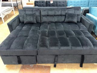 Sofá Cama Chaise Longue Negro con arcon NUEVO
