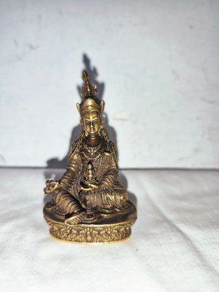 Figura antigua bronce Jambhala Amarillo Tibet Buda