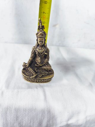Figura antigua bronce Jambhala Amarillo Tibet Buda