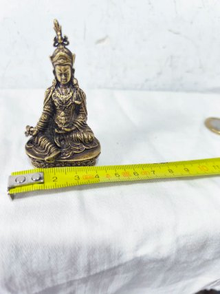 Figura antigua bronce Jambhala Amarillo Tibet Buda