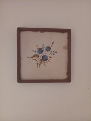 Azulejo Cerámica Flor Antigua Siglo XIX