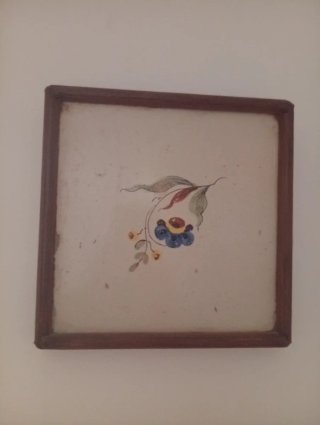 Azulejo Cerámica Flor Antigua Siglo XIX