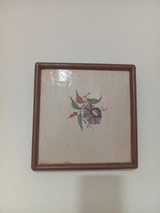 Azulejo Cerámica Flor Antigua Siglo XIX